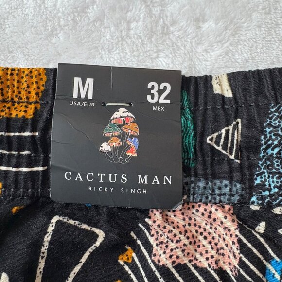 Cactus Man Mens Abstract Print Shorts Size M / 32 Black Multi-Color - Picture 3 of 14